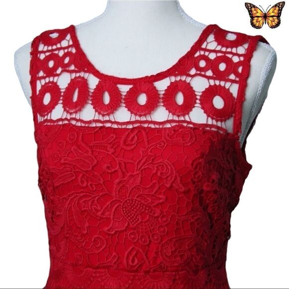 Ricki’s Crochet Overlay Fit and Flare Midi Dress Size 0 - Picture 2 of 6